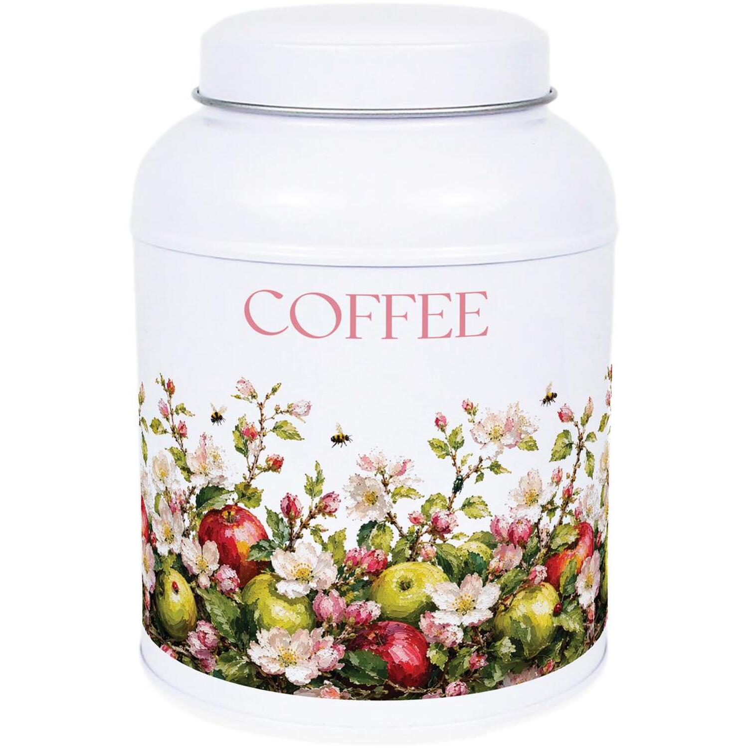 Apple Blossoms Coffee Canister - Small Domed Lid Kitchen Storage Tin - Image 2