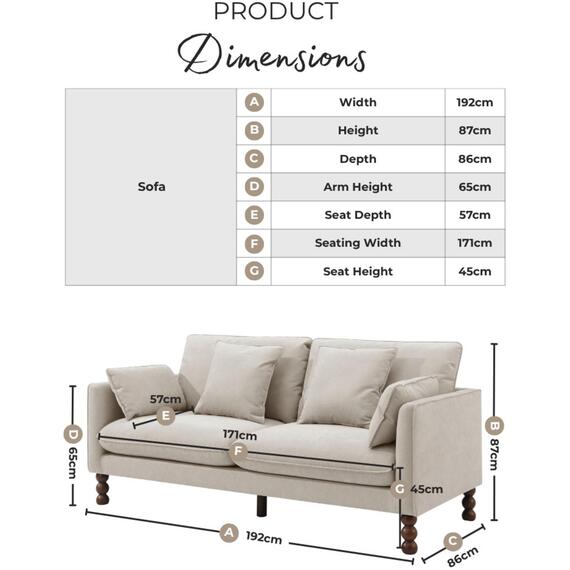 Monroe Faux Leather 3 Seater Sofa