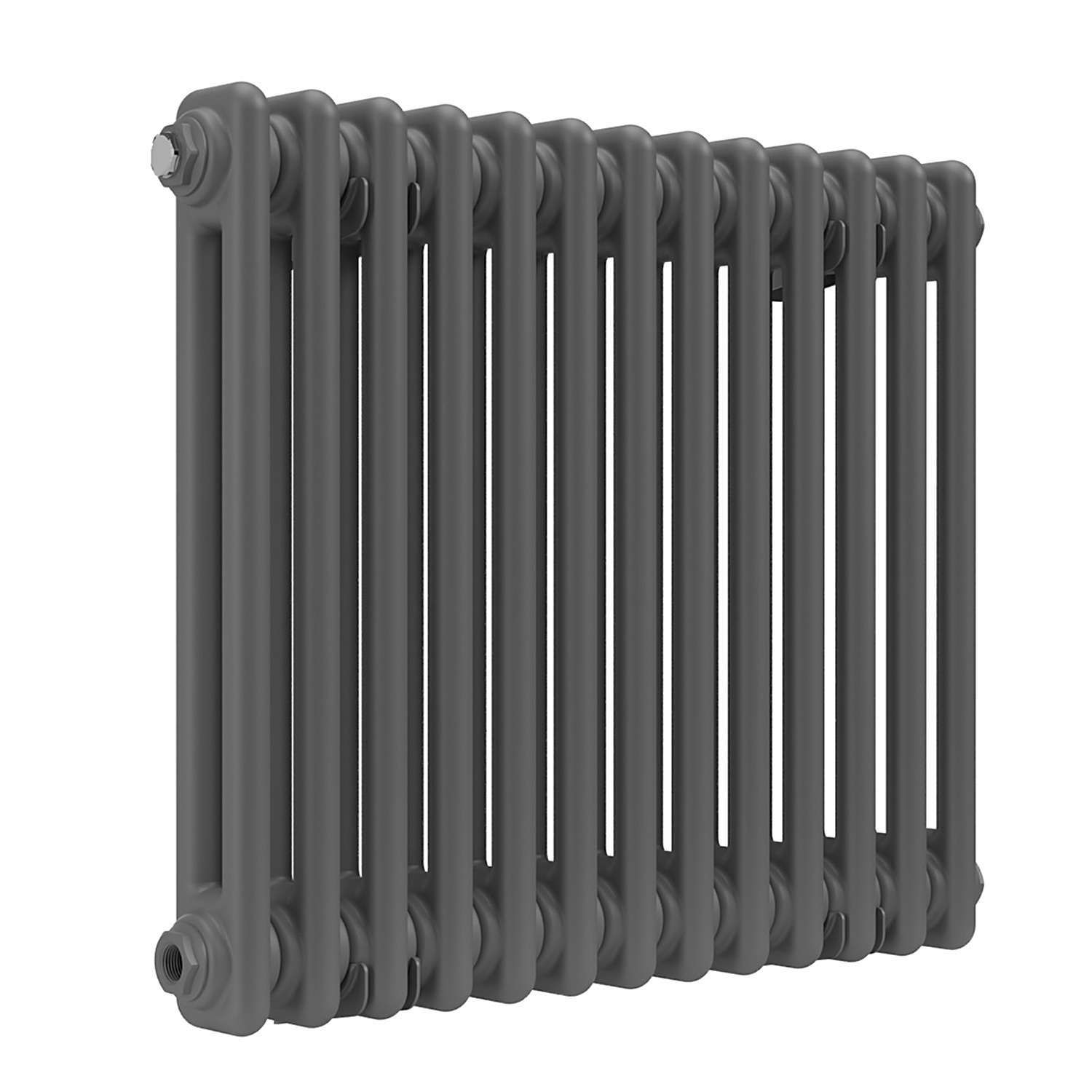 Lux Heat Anthracite Grey Horizontal 2 Column Traditional Radiator 500mm (H) x 605mm (W) - Image 2