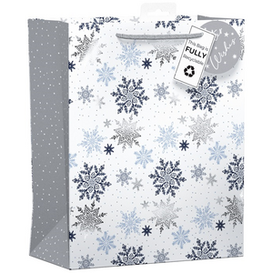 Pack of 6 Falling Snowflake Large Christmas Gift Bags