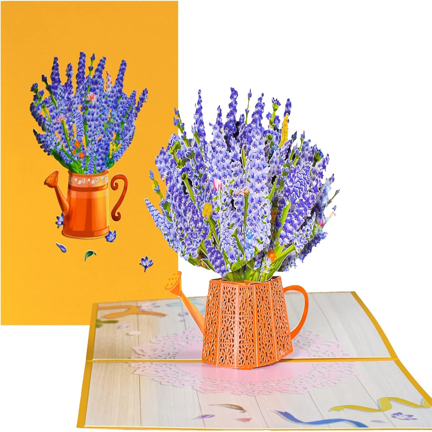Lavender Vase 3D Pop Up Greeting Card - Mother Day Anniversary Birthday Get Well - Image 2