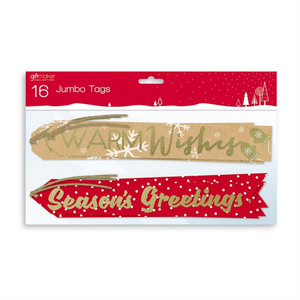 6 X Pack of 16 Contempory Design Jumbo Christmas Gift Tags