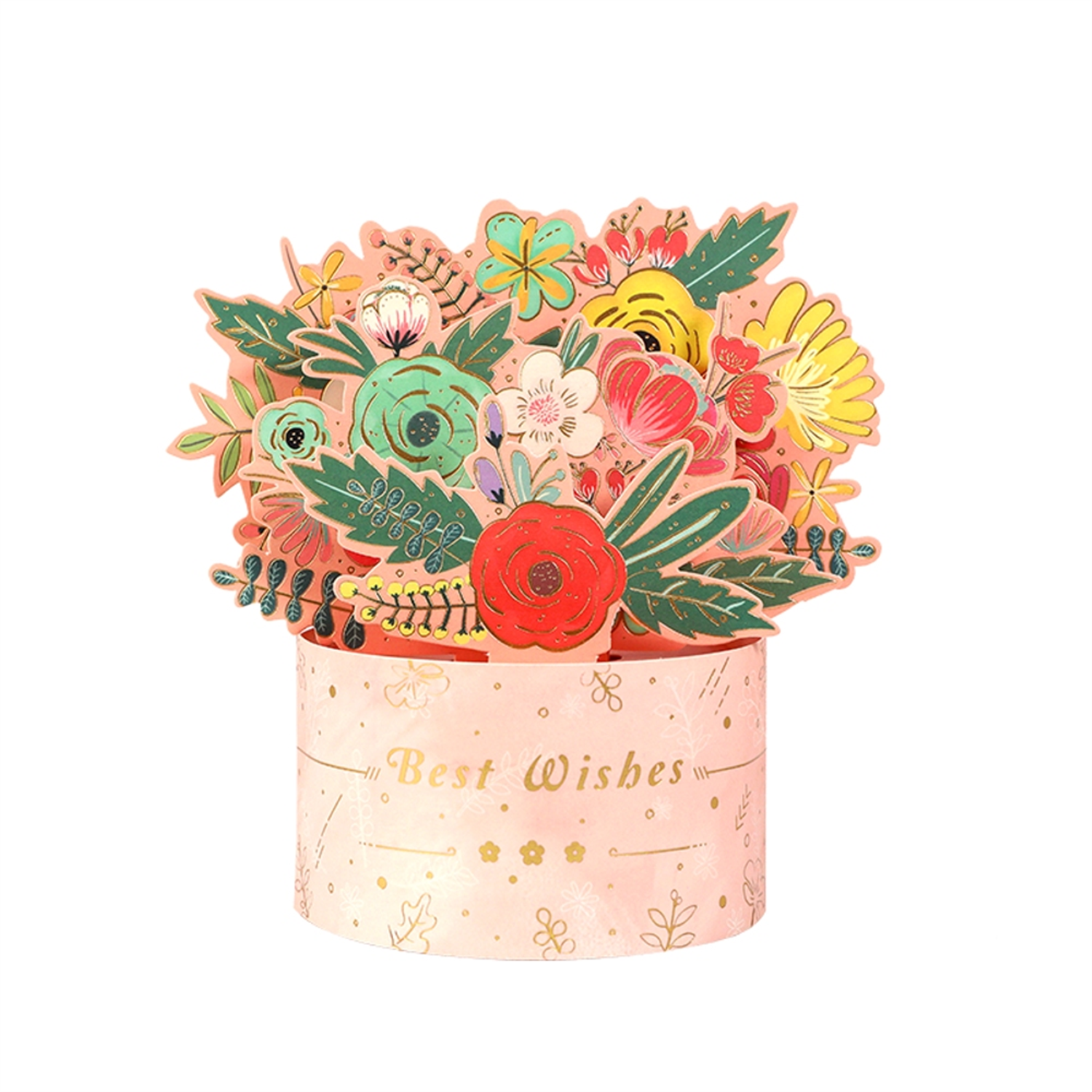 Brightfeel Floral Charm In Pink Vase 3D Pop Up Greeting Card - White