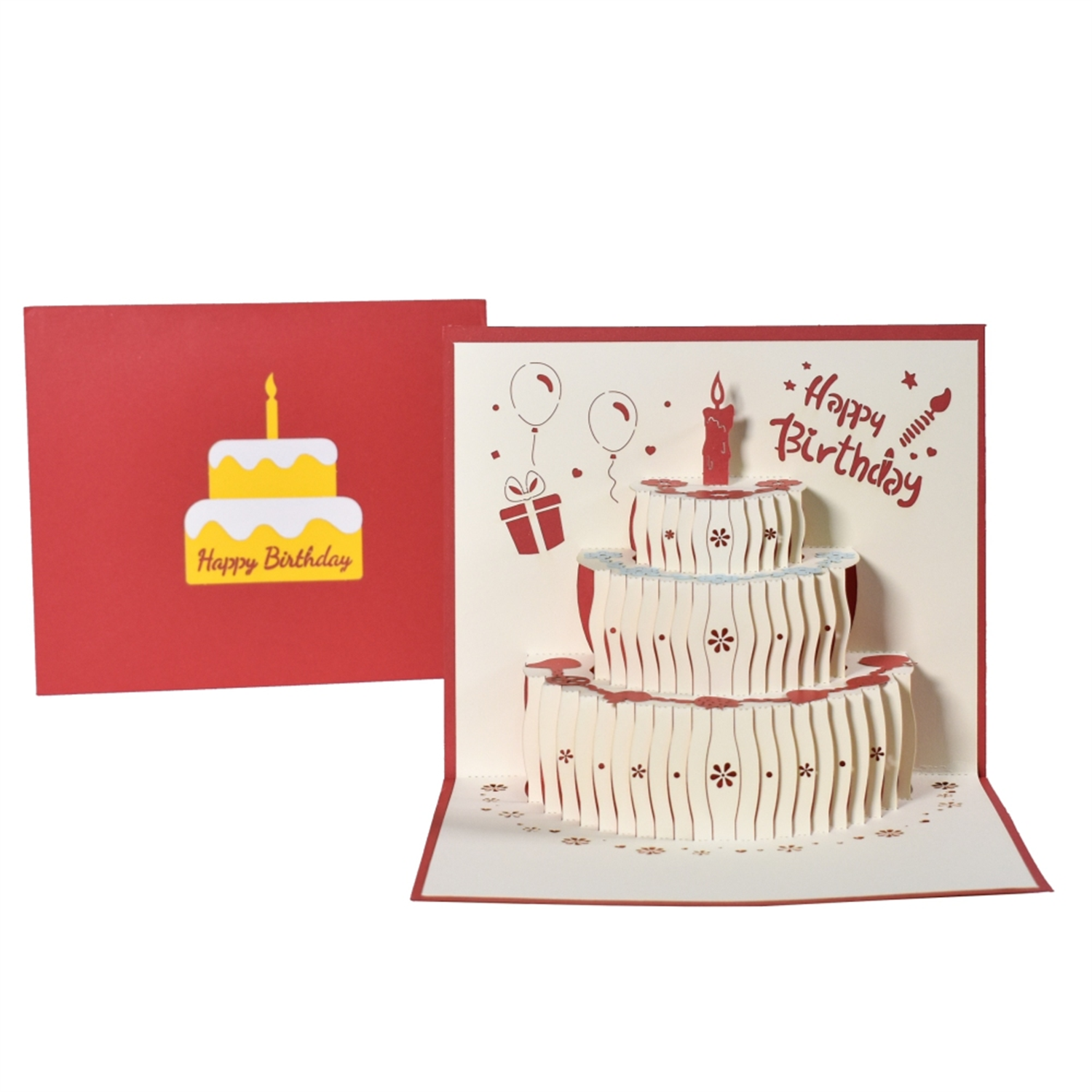 Red Fruit Cake Design 3D Pop Up Birthday Card - Image 2
