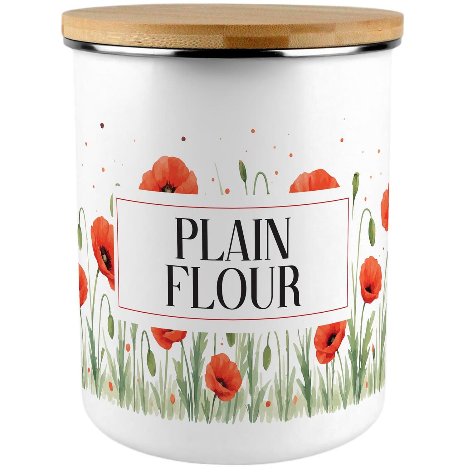 Purely Home Summer Poppies Extra Large Plain Flour Canister - Red