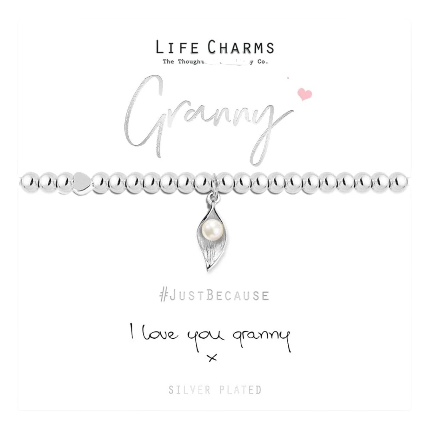 Life Charms I Love You Granny Gift Boxed Bracelet - Silver