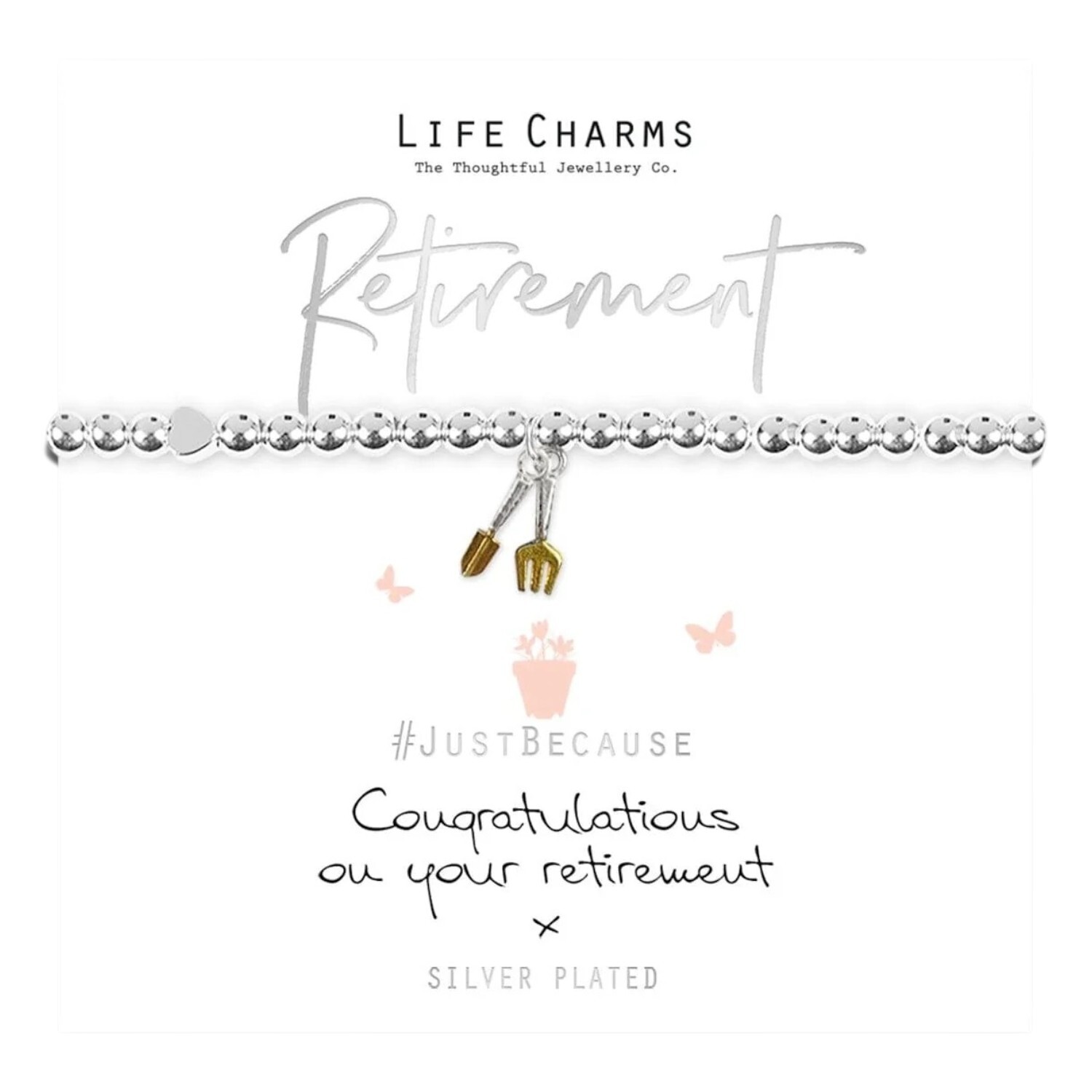 Enjoy Your Retirement Gift Boxed Plated Bracelet Spade & Fork Gardening Charm - Image 3