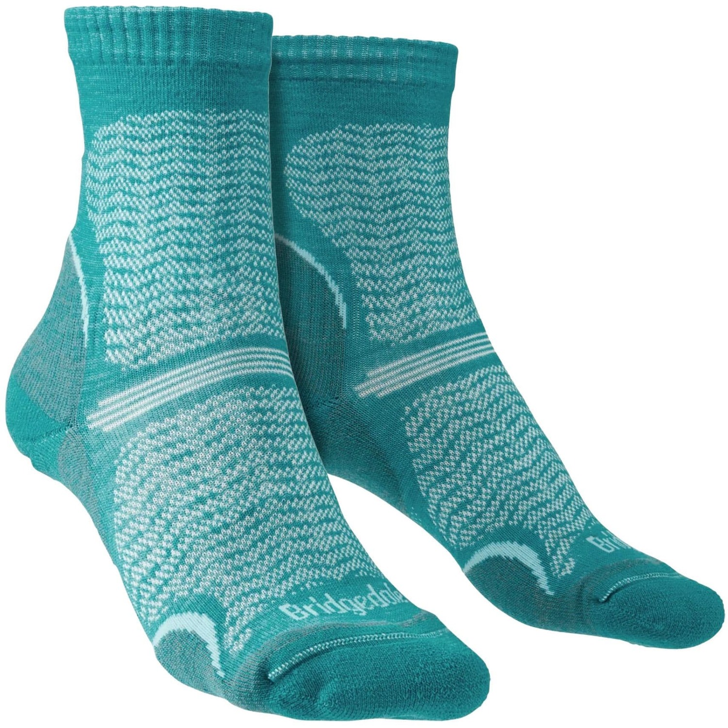 Bridgedale Women's Teal Hiking Ultralight T2 Merino Wool Performance Crew Socks In | Size: 7-8 - Image 2
