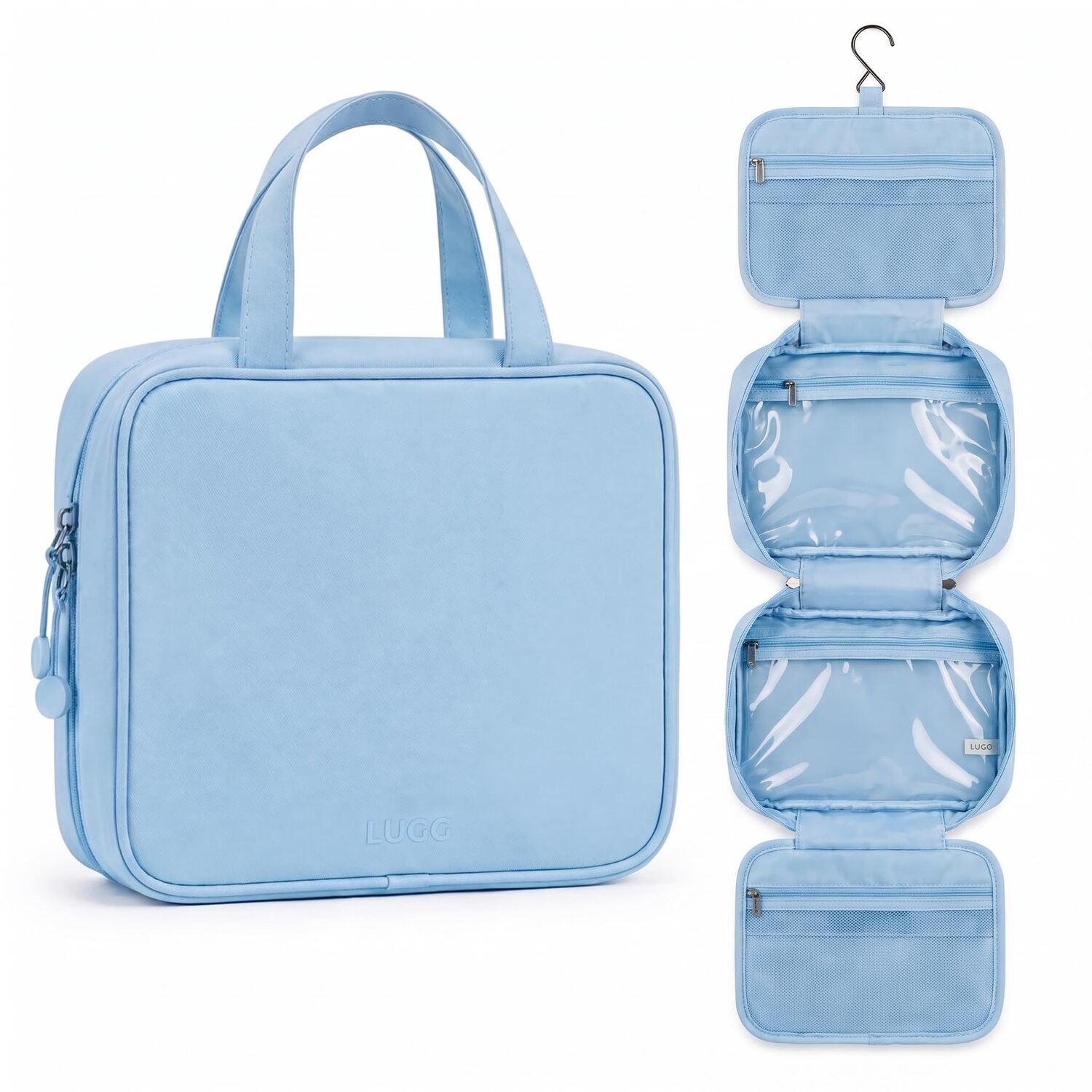 Lugg Unisex Blue Hanging Toiletry Bag – Travel Wash Bag With Hook In - Image 2