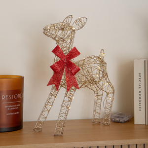 38cm Gold Twist Light Up Baby Reindeer