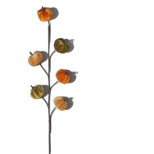 Green and Orange Velvet Pumpkin Spray Halloween Decoration