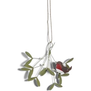 Mistletoe Branch with Robin Christmas Tree Decoration