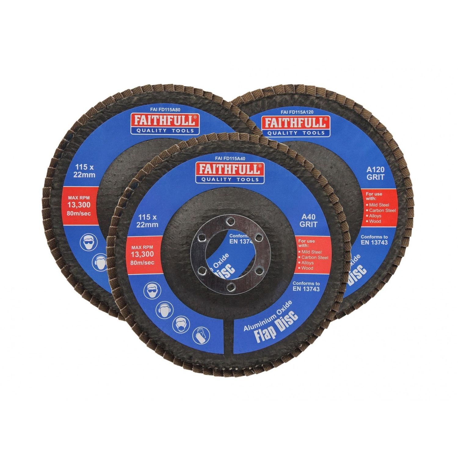 Faithfull Aluminium Oxide Flap Discs M - Multi Colour