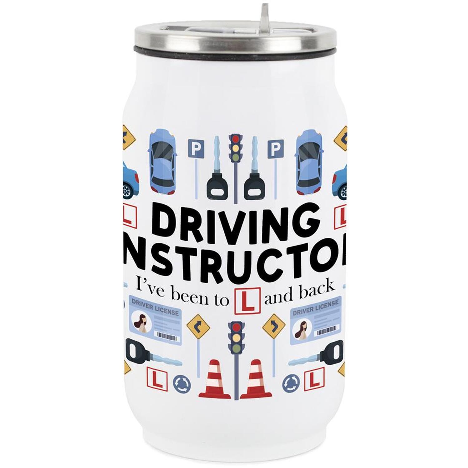 B&Q -  Novelty Driving Instructor Drinking Can Flask With Straw - Image 3