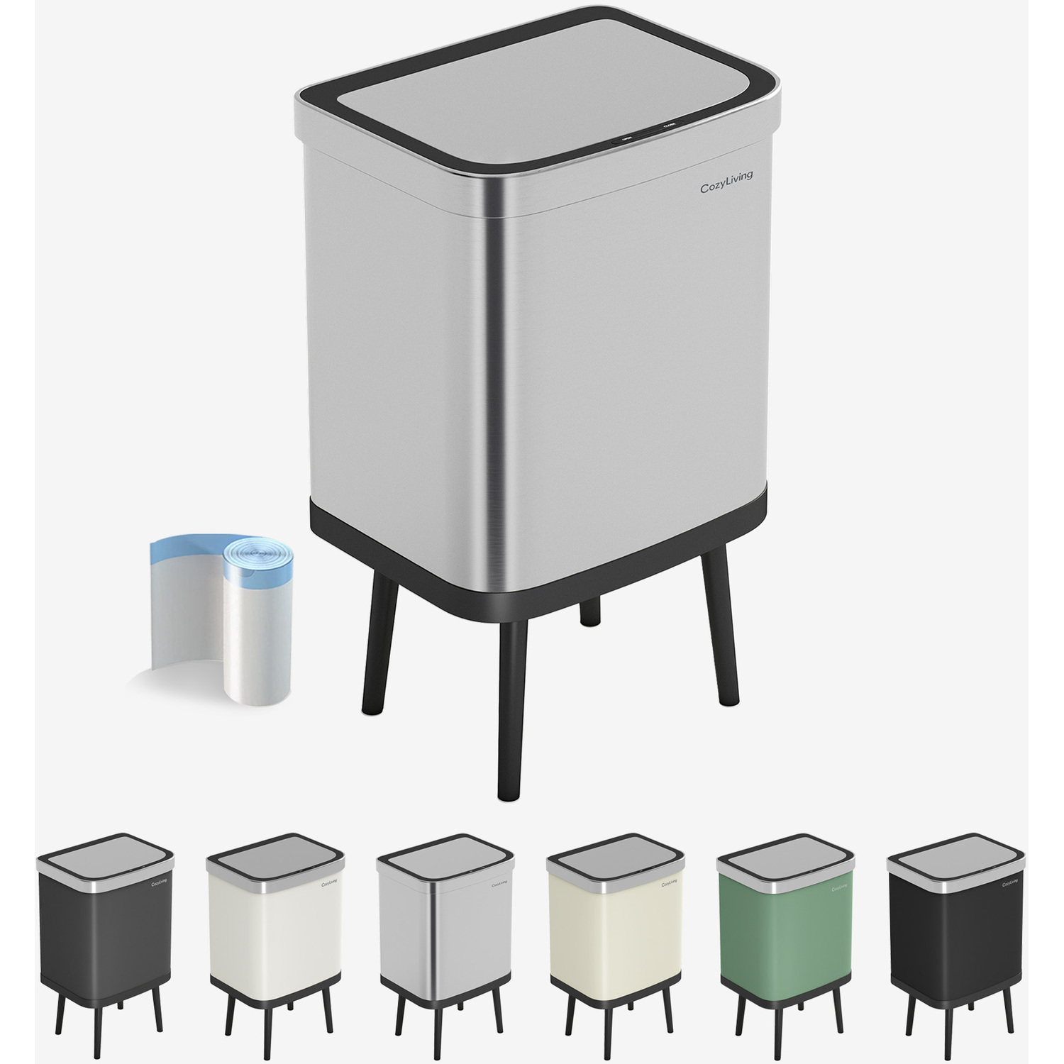 Mcc Direct Cozyliving 35L Automatic Sensor Waste Bin - Hands-Free Motion Activated - Silver