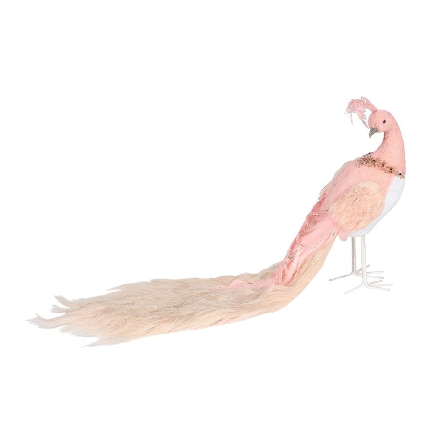 Kdmd Pale Pink Velvet Peacock Christmas Ornament - Pink