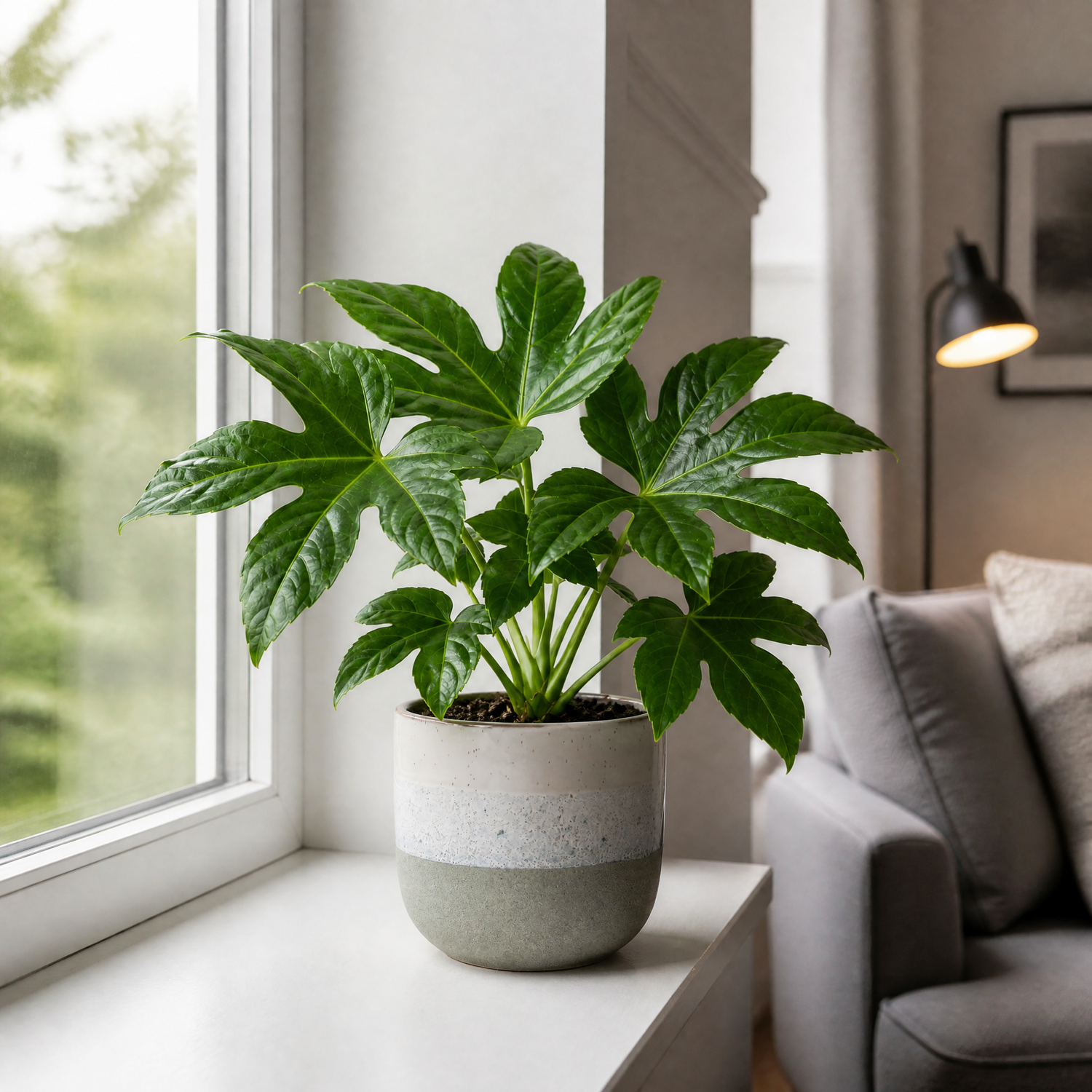 Plants By Post Fatsia Paper Plant C - Grey Stoneware