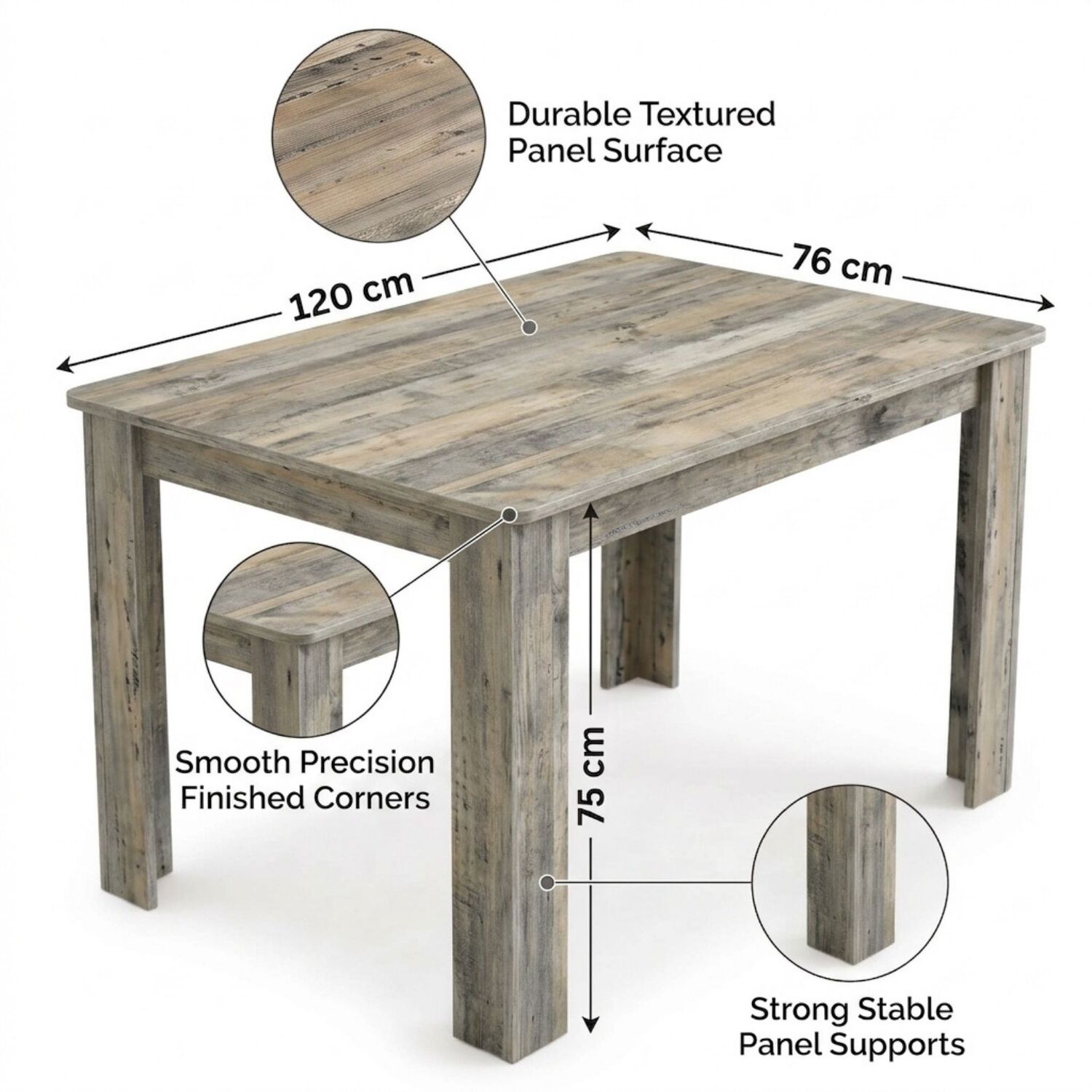 Rustic Wood Effect Dining Table and 4 Black High Back Diamond Stitch ...