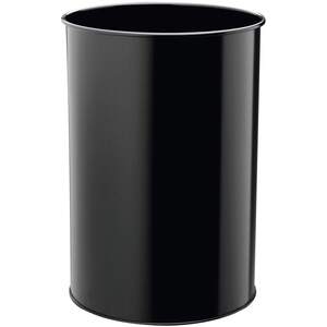 Metal Round Waste Bin - Scratch Resistant Steel - 30L - Black