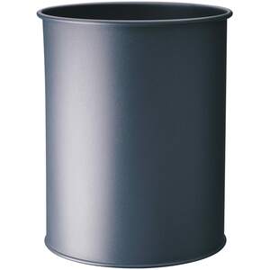 Metal Round Waste Bin - Scratch Resistant Steel - 15L - Charcoal Grey