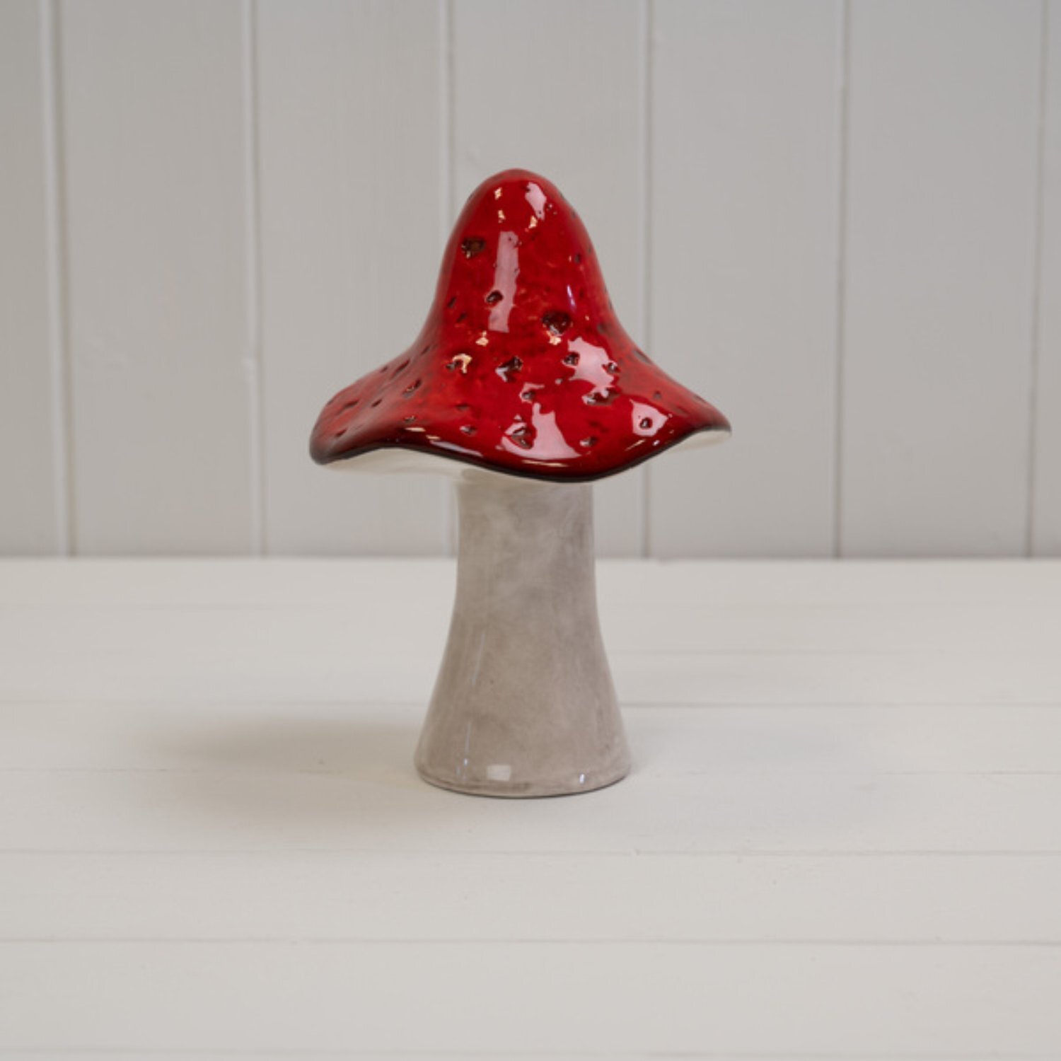  - Contemporary Soft Finish Red Ceramic Mushroom - Image 3