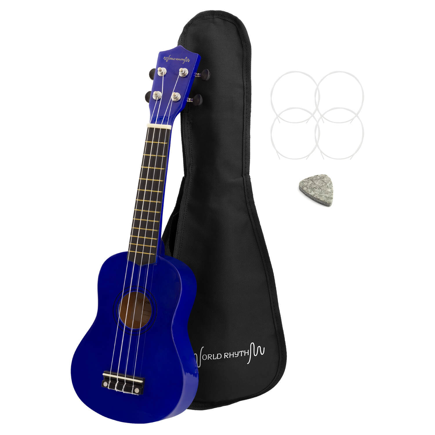 World Rhythm WR-303 Beginners Soprano Ukulele - Blue | With Gig Bag, Spare Strings & Felt Pick - Image 2