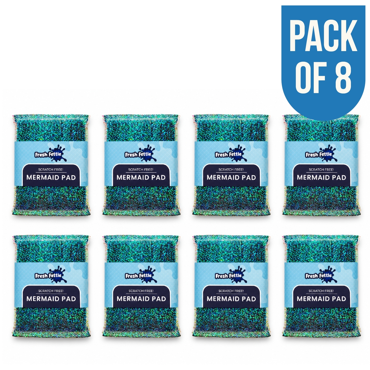 B&Q - Fresh Fettle Mermaid Washing Up Pads Pack Of 8 - Image 2