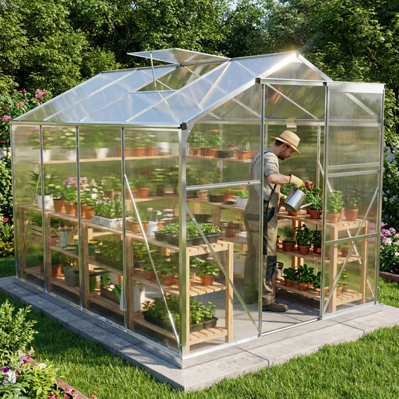 Garden Universe W 6' x D 8' Aluminium Greenhouse
