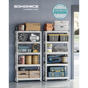 SONGMICS Metal Storage Racks, Adjustable Garage Shelving Units, Heavy Duty Shelves for Basement