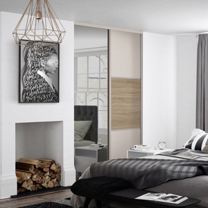 Spacepro Classic Cashmere Oak and Mirror Sliding Wardrobe Door Kit