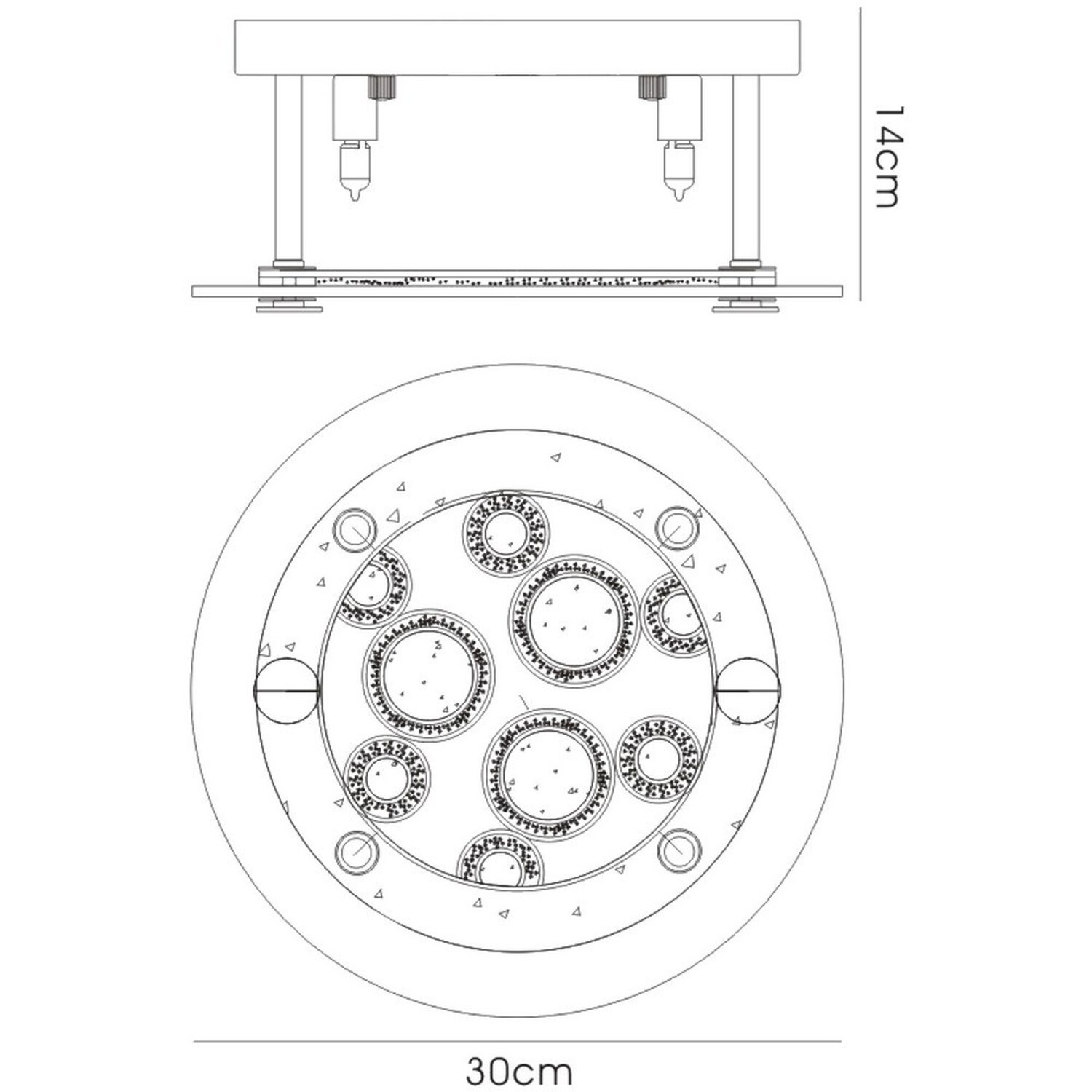 Destello Ceiling Round With Circle Pattern 4 Light Polished Chrome Crystal - Polished Chrome