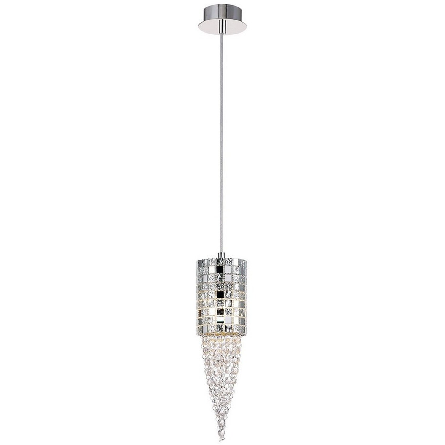 Camden Ceiling Pendant 1 Light G9 Polished Chrome, Mosaic Glass, Crystal - Polished Chrome