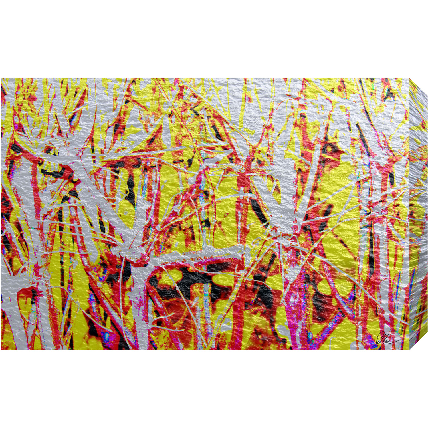 French River Thames and Red Branches Graphic Art on Canvas - Yellow / 112cm