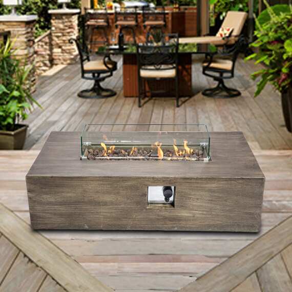 Outdoor Garden XL Rectangle Gas Fire Pit Table