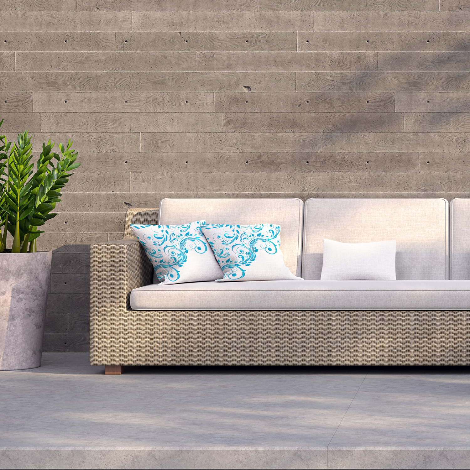 Swirls Outdoor Cushion - Blue / 60cm