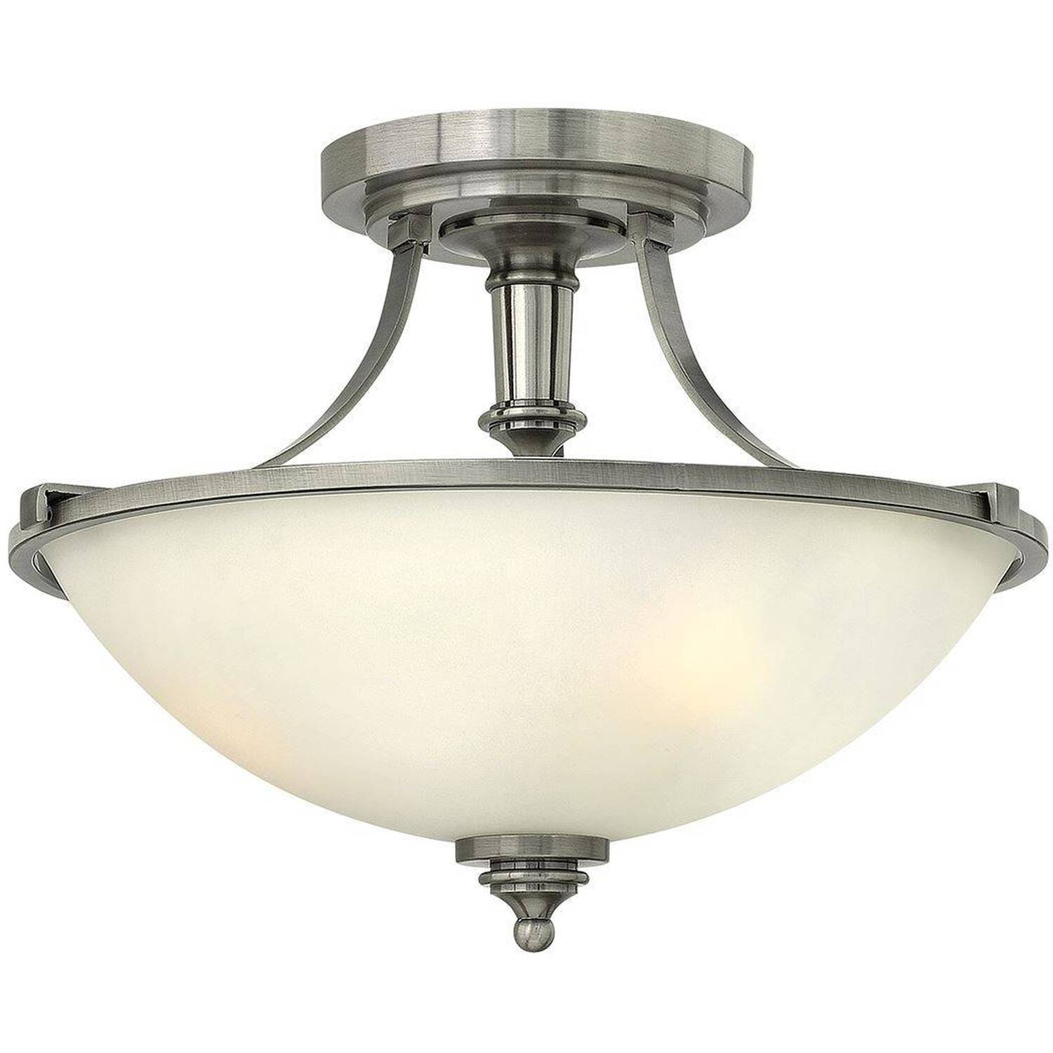 Truman 3 Light Semi Flush Ceiling Light Antique Nickel, E27 - Antique Nickel