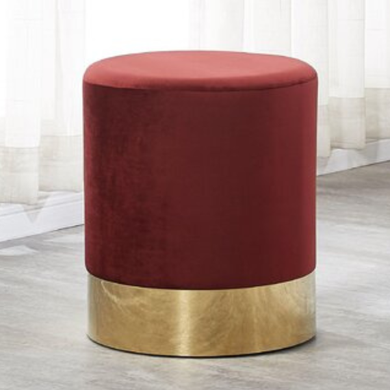 Darlington Modern Round Velvet Pouffe Single