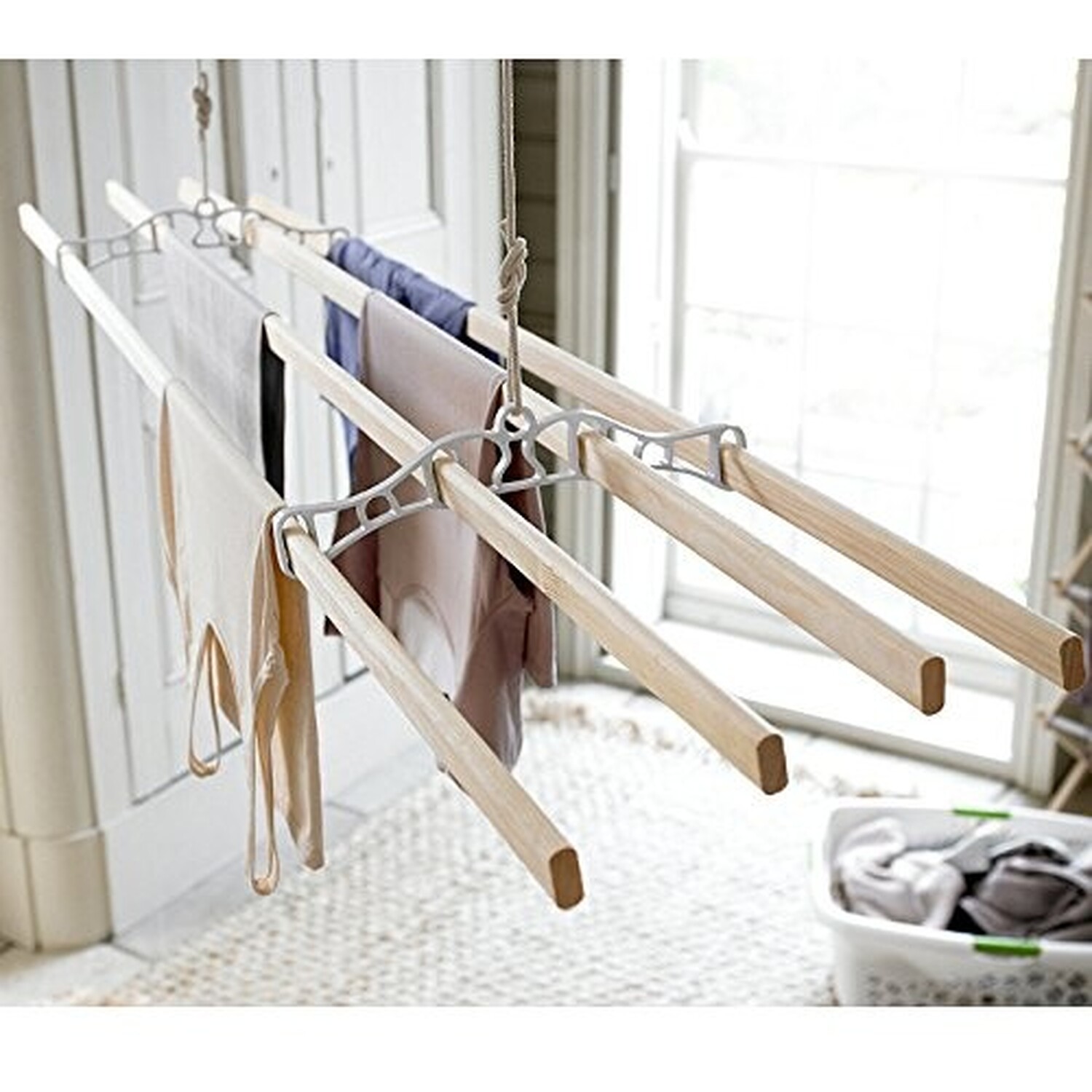 Image of 4 Lath Victorian White Ceiling Airer 1.8m - White