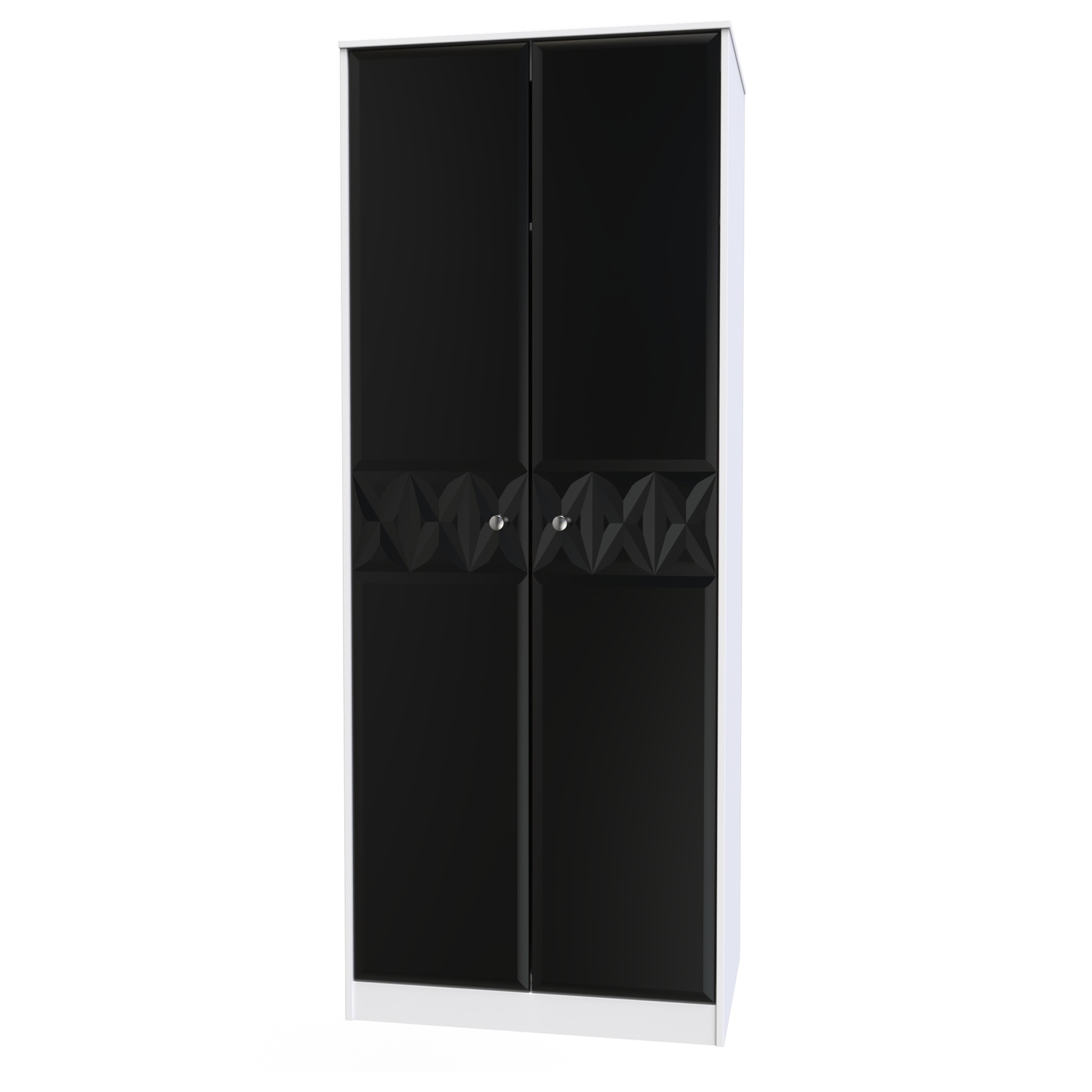 Pixel Ready Assembledtall Plain Wardrobe - Deep Black White Matt