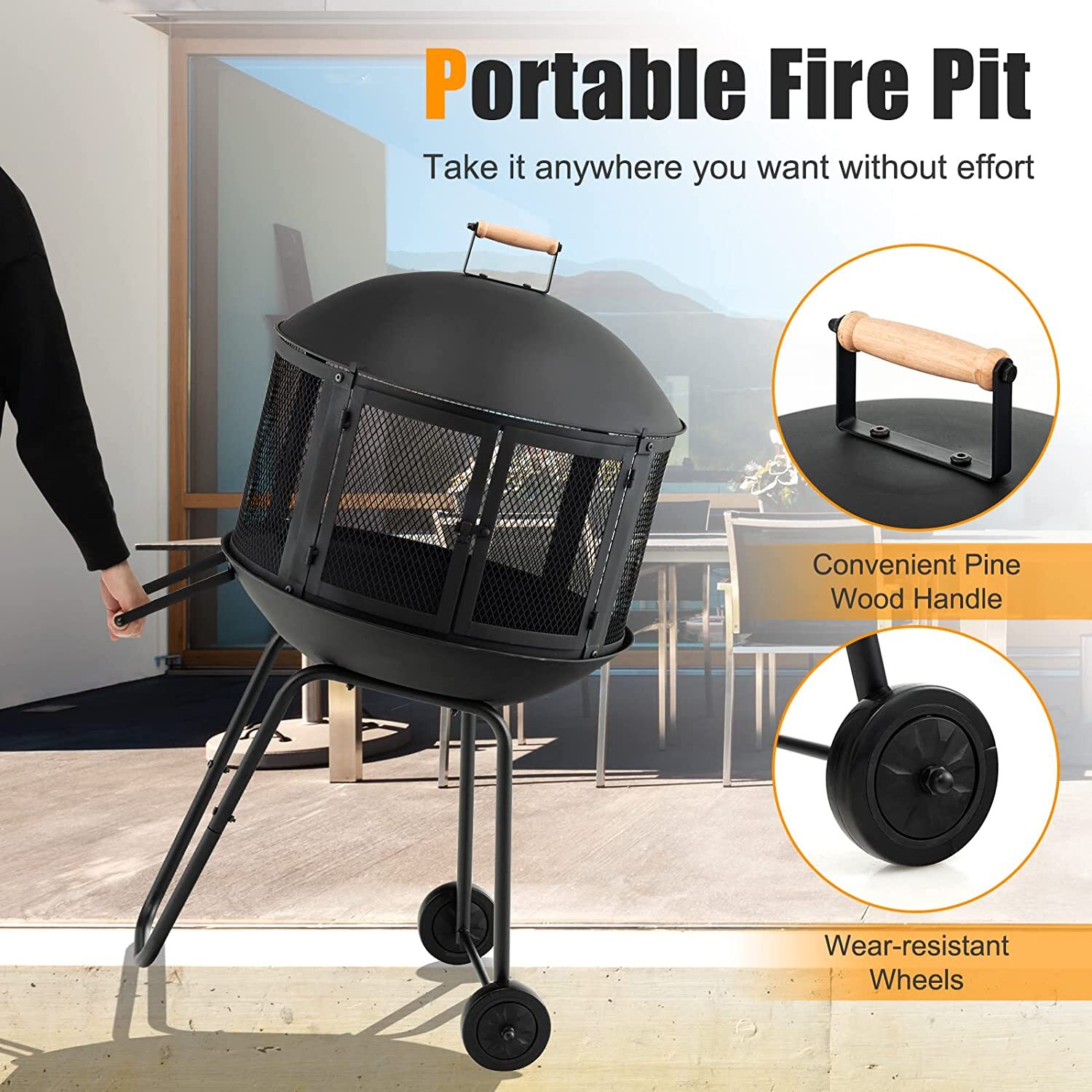 2-in-1 Fire Pit Outdoor Design BBQ