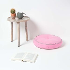 Homescapes Pink and Grey Round Floor Cushion