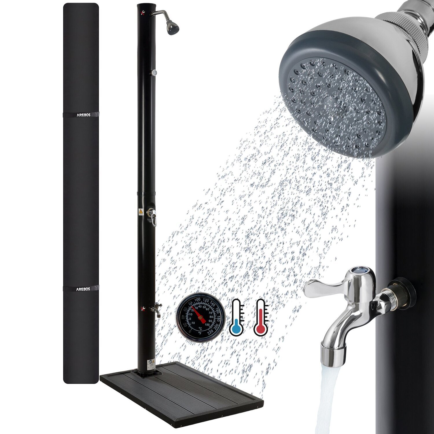 Solar Shower Unit Solar shower 20 L incl floor element snap-in technology