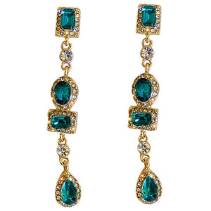 Green Long Geometric Earrings