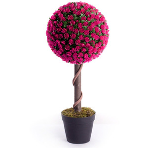 Best Artificial 2ft - 60cm Pink Rose Ball Topiary Tree
