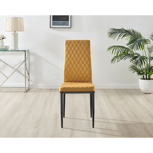 Mustard Novara Grey Concrete Black Leg Round Dining Table 4 Milan Black Leg Chairs shot 3532169