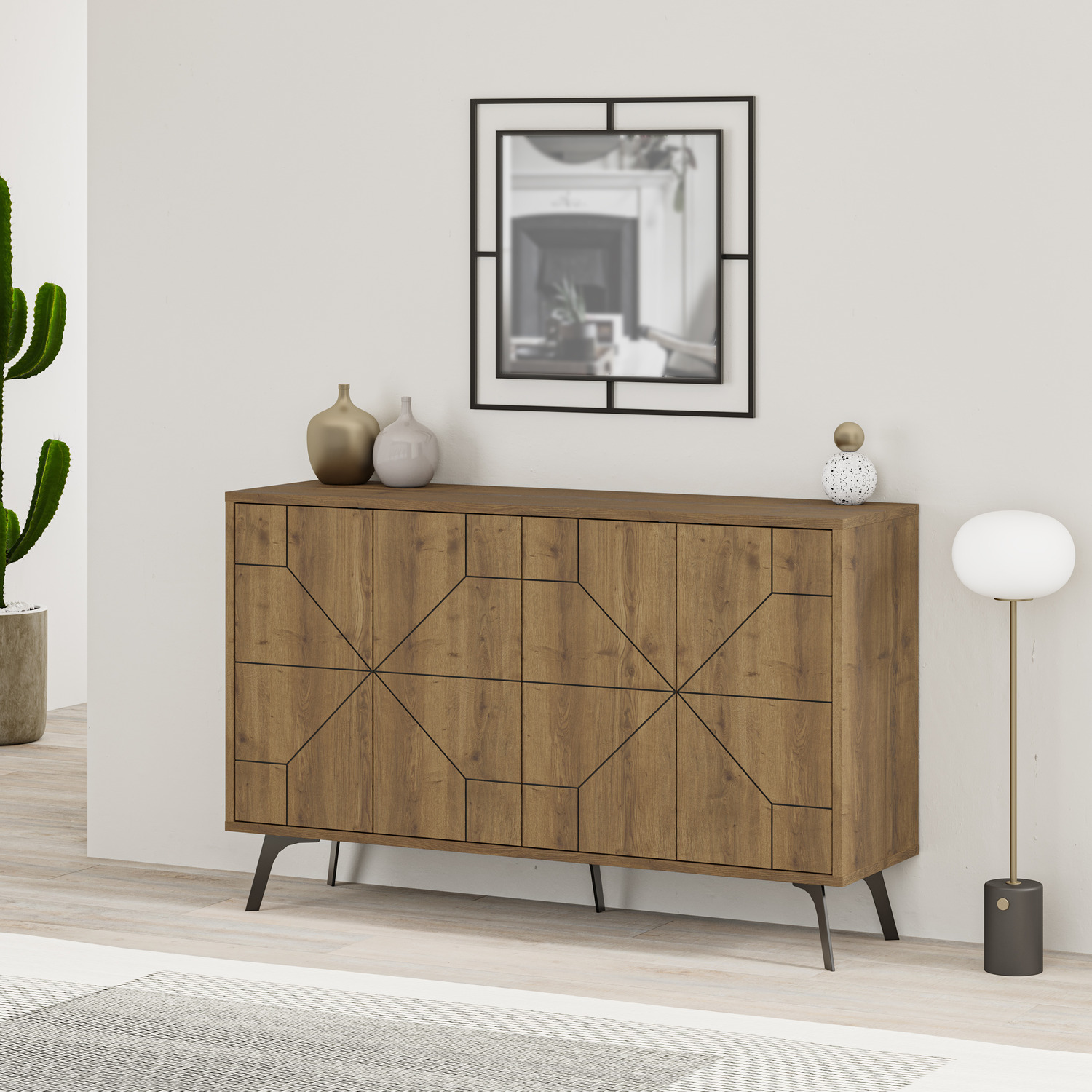 Decortie Dune Modern Four Door Sideboard - Oak Effect