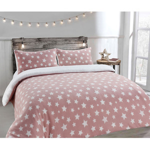 Teddy Soft Cosy Fleece Stars Blush Duvet Set