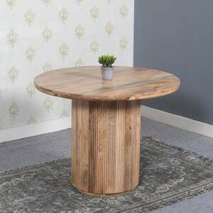 York Mango Wood Round Dining Table Set With 4 Chairs