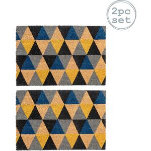 Nicola Spring Coir Door Mats - 60 x 40cm - Geometric - Pack of 2