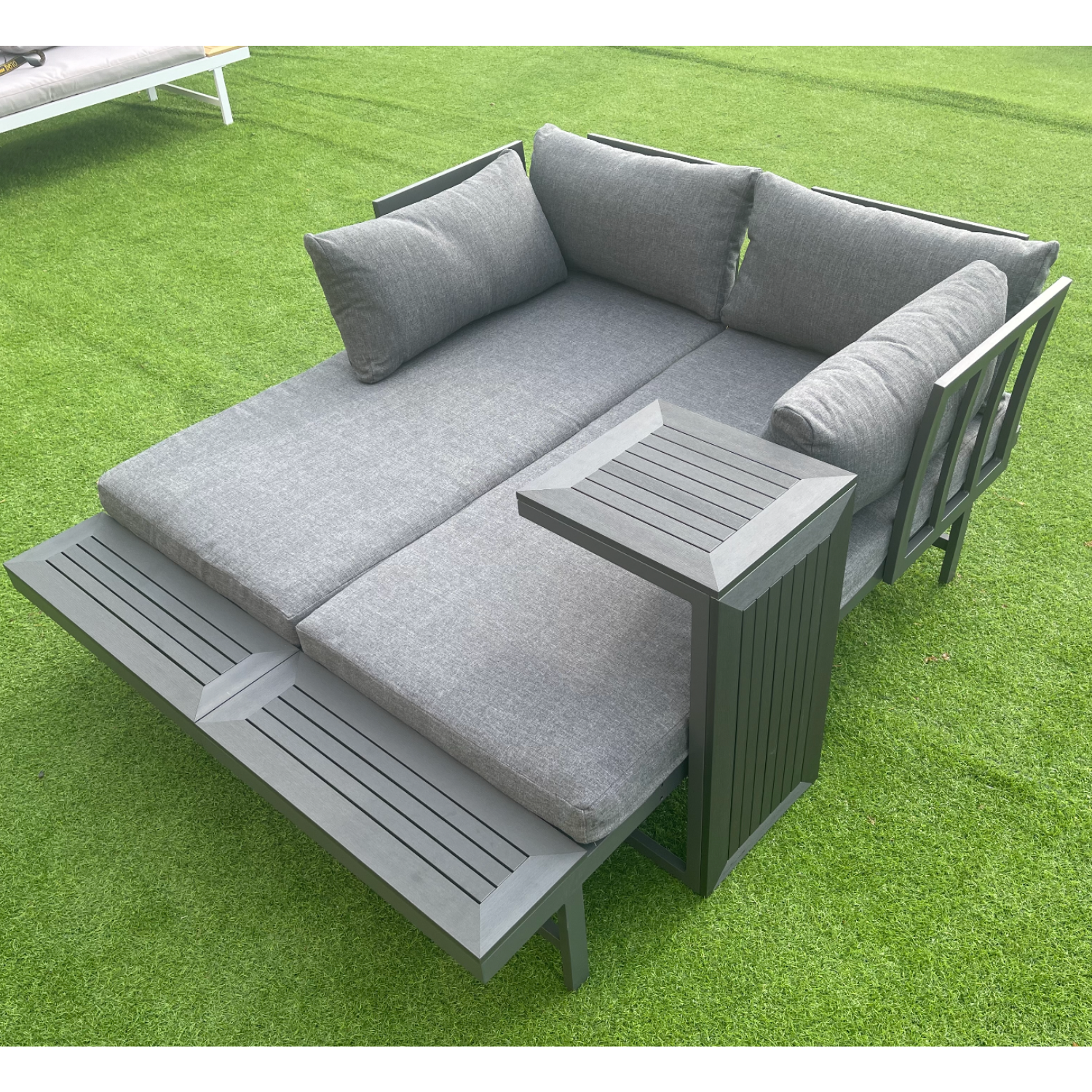 FurnitureboxUK - Riviera Outdoor Sofa Chaise Set 2 Seat - Grey thumbnail